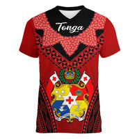 Tonga Heilala Flowers Women V Neck T Shirt Tongan Ngatu Black Special Verison - Wonder Print Shop