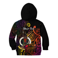 (Custom Personalised) Vanuatu Kid Hoodie Kava Bowl Mix Polynesian Gradient Style - Wonder Print Shop
