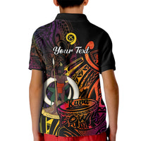 Custom Vanuatu Polo Shirt for Kid Kava Bowl Mix Polynesian Gradient Style - Wonder Print Shop