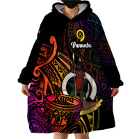 (Custom Personalised) Vanuatu Wearable Blanket Hoodie Kava Bowl Mix Polynesian Gradient Style - Wonder Print Shop