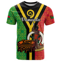 Custom Vanuatu T Shirt Kava Bowl Mix Sand Drawing Flag Style - Wonder Print Shop