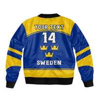 (Custom Text And Number) Sweden Hockey 2023 Sporty Style Bomber Jacket - Wonder Print Shop