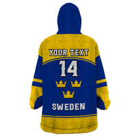 (Custom Text And Number) Sweden Hockey 2023 Sporty Style Wearable Blanket Hoodie - Wonder Print Shop