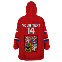 (Custom Text And Number) Czech Republic Hockey 2023 Sporty Style Wearable Blanket Hoodie - Wonder Print Shop