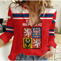 (Custom Text And Number) Czech Republic Hockey 2023 Sporty Style Women Casual Shirt - Wonder Print Shop
