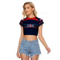 (Custom Text And Number) United States Hockey 2023 Raglan Cropped T Shirt USA Sporty Style - Wonder Print Shop