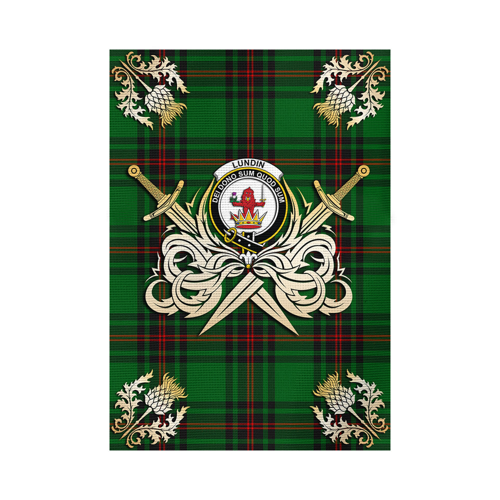 scottish-lundin-clan-crest-courage-sword-tartan-garden-flag