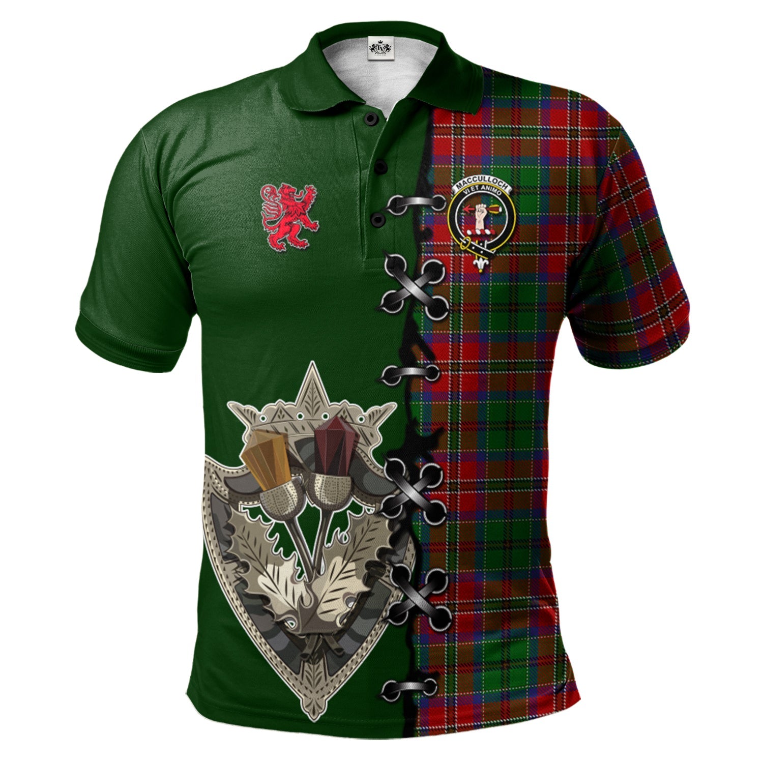 scottish-macculloch-clan-crest-tartan-lion-rampant-and-celtic-thistle-polo-shirt