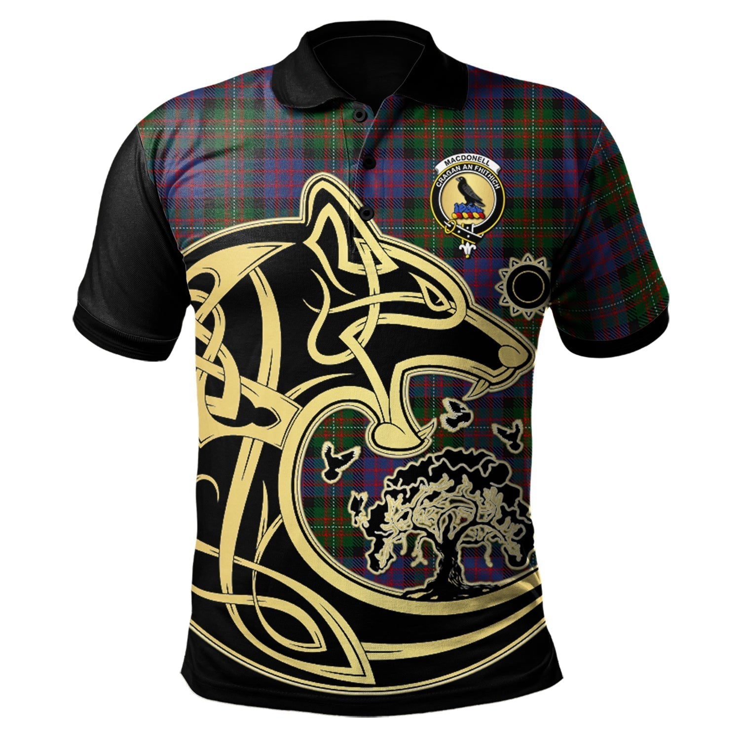 scottish-macdonell-of-glengarry-clan-crest-tartan-celtic-wolf-style-polo-shirt