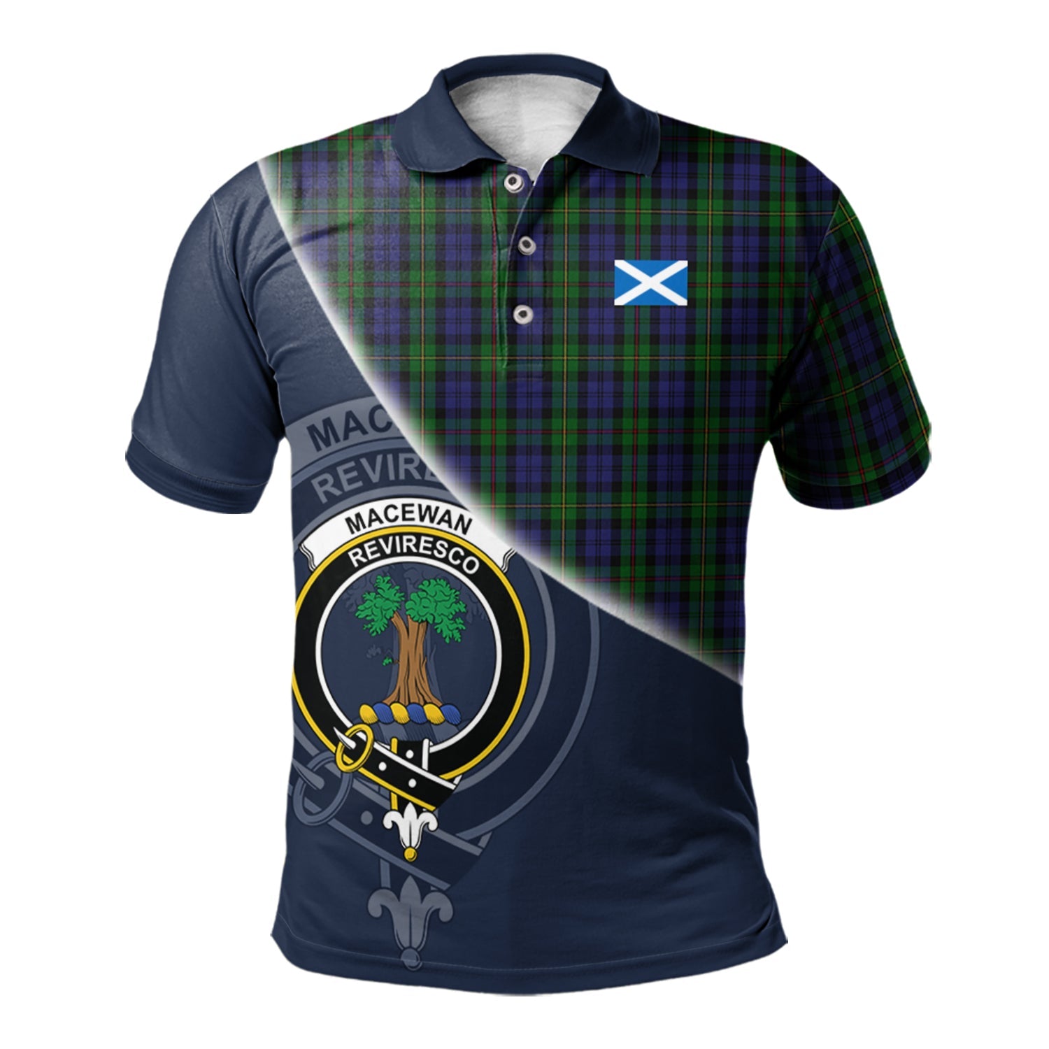 scottish-macewen-macewan-clan-crest-tartan-scotland-flag-half-style-polo-shirt