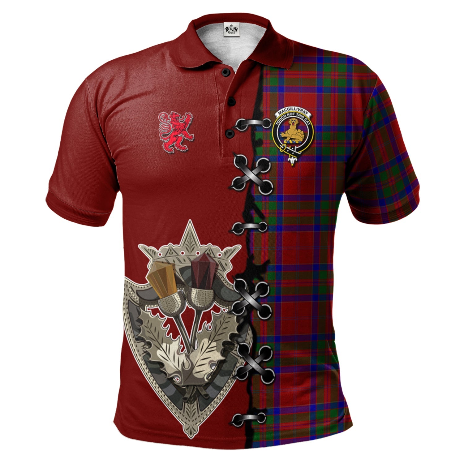 scottish-macgillivray-clan-crest-tartan-lion-rampant-and-celtic-thistle-polo-shirt