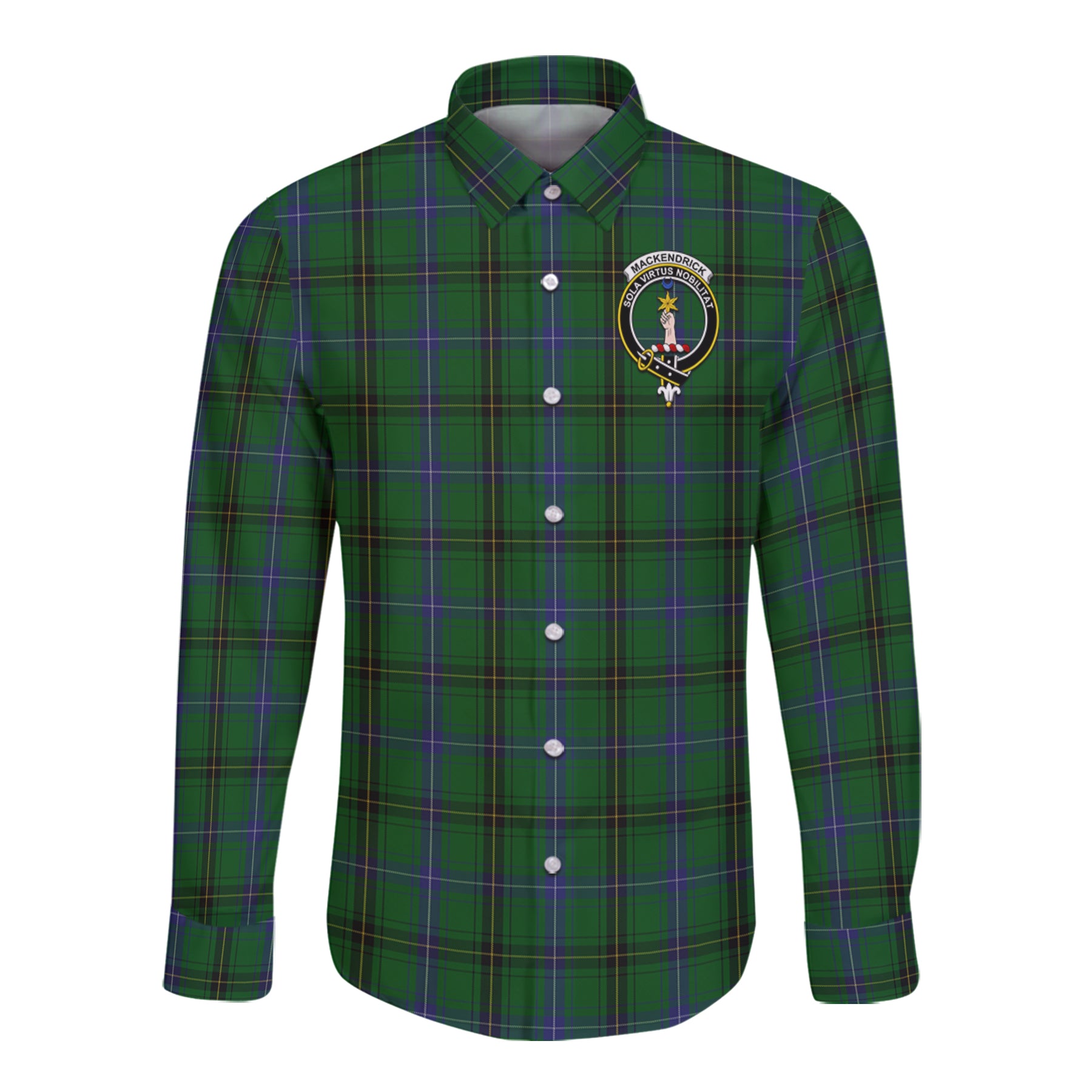 Mackendrick Tartan Long Sleeve Button Up Shirt with Scottish Family Crest K23