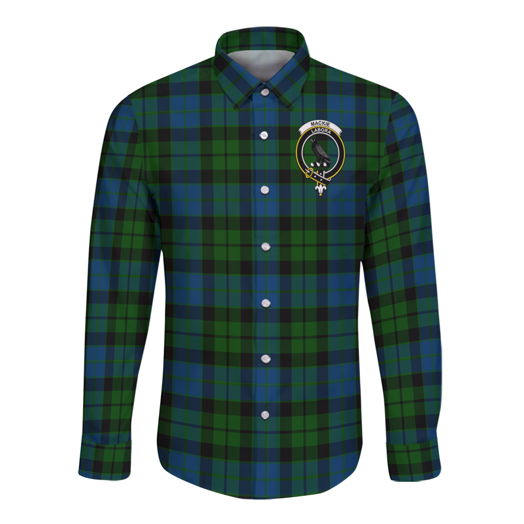 Mackie Tartan Long Sleeve Button Up Shirt with Scottish Family Crest K23