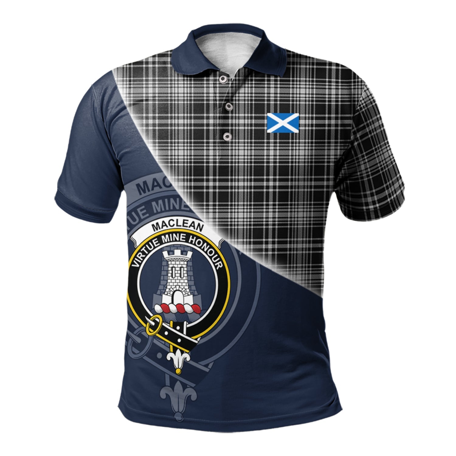scottish-maclean-black-and-white-clan-crest-tartan-scotland-flag-half-style-polo-shirt