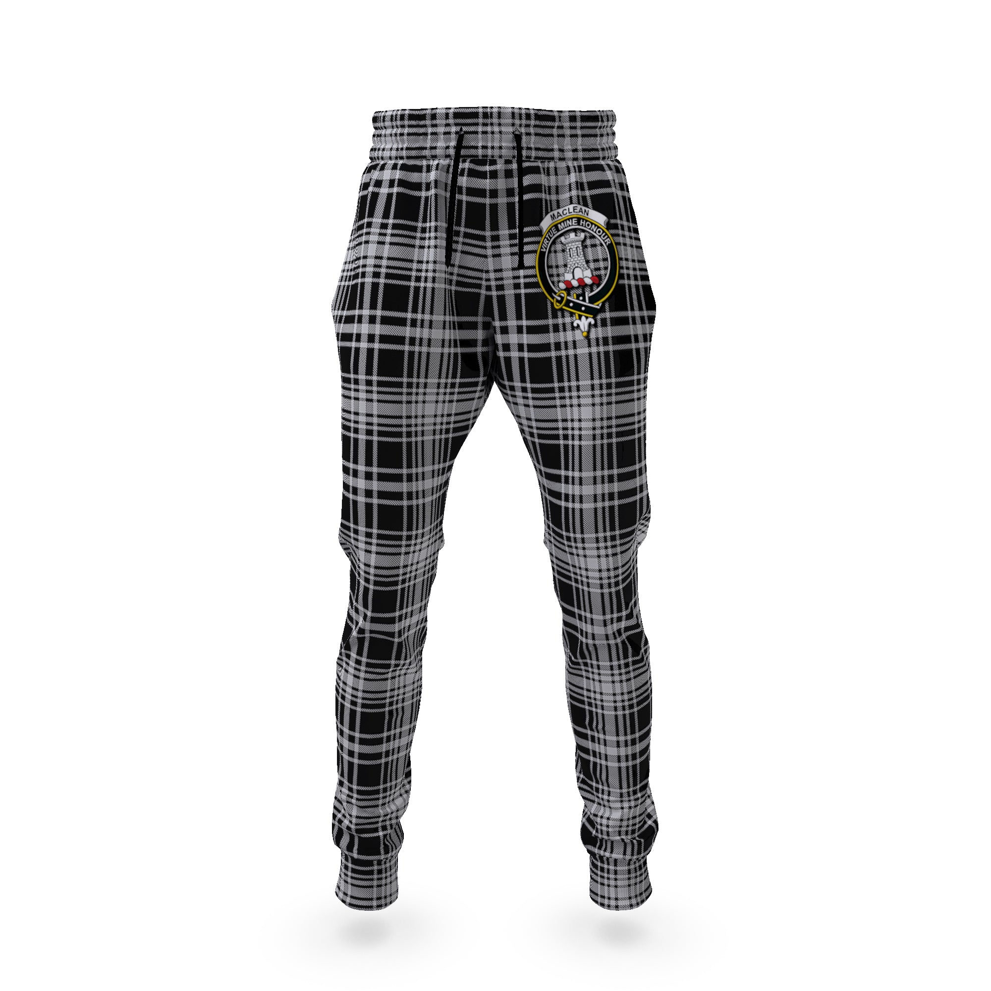 scottish-maclean-black-and-white-clan-crest-tartan-jogger-pants