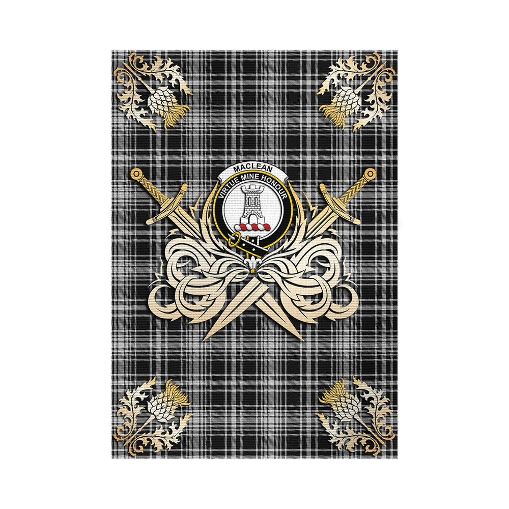 scottish-maclean-black-and-white-clan-crest-courage-sword-tartan-garden-flag