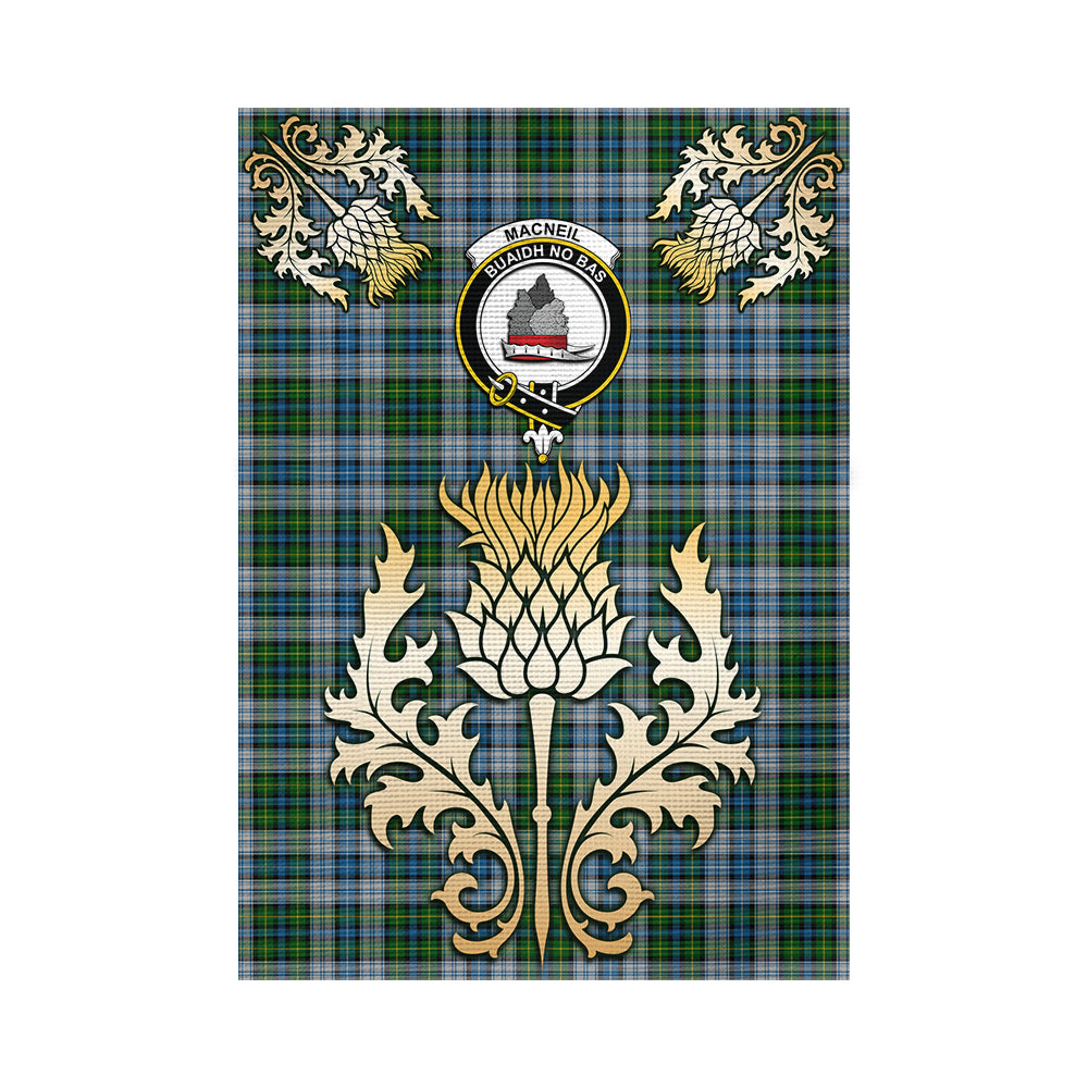 scottish-macneil-dress-clan-crest-gold-thistle-tartan-garden-flag