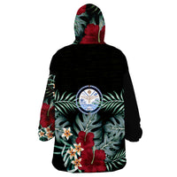 Marshall Islands Marshall Islands Coat Of Arms Hibiscus Palm Leaves Wearable Blanket Hoodie - Wonder Print Shop