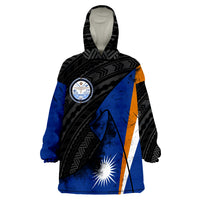 Marshall Islands Marshall Islands Flag Seal Grunge Special Wearable Blanket Hoodie - Wonder Print Shop