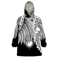 Marshall Islands Polynesian - Tribal Wave Tattoo White Wearable Blanket Hoodie - Wonder Print Shop