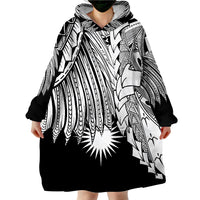 Marshall Islands Polynesian - Tribal Wave Tattoo White Wearable Blanket Hoodie - Wonder Print Shop
