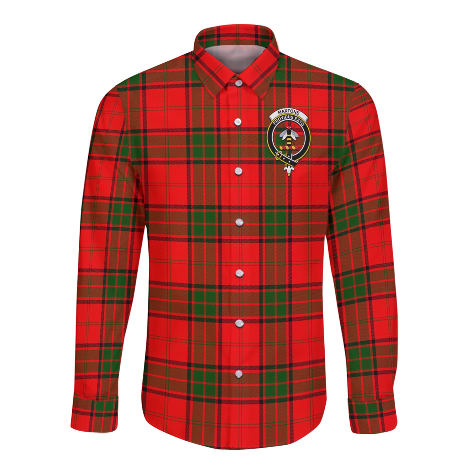 Maxtone Tartan Long Sleeve Button Up Shirt with Scottish Family Crest K23