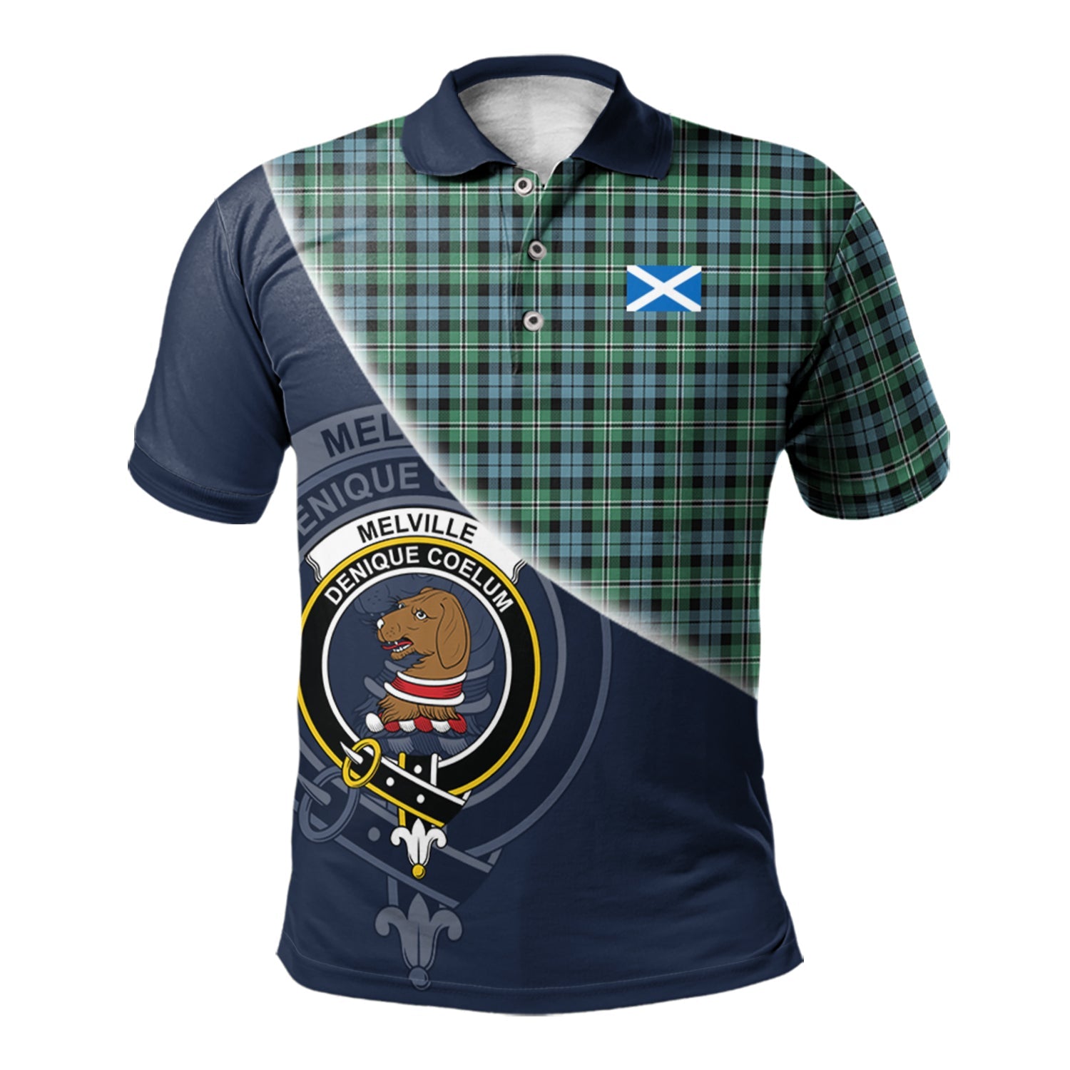 scottish-melville-ancient-clan-crest-tartan-scotland-flag-half-style-polo-shirt
