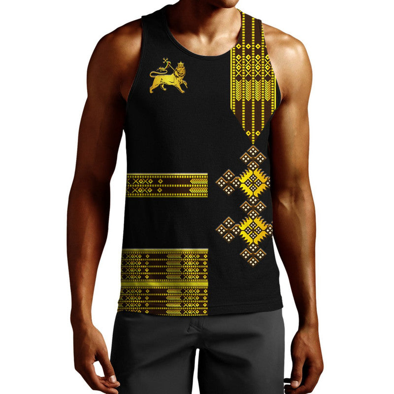 custom-personalised-ethiopia-men-tank-top-ethiopian-lion-of-judah-simple-tibeb-style-black