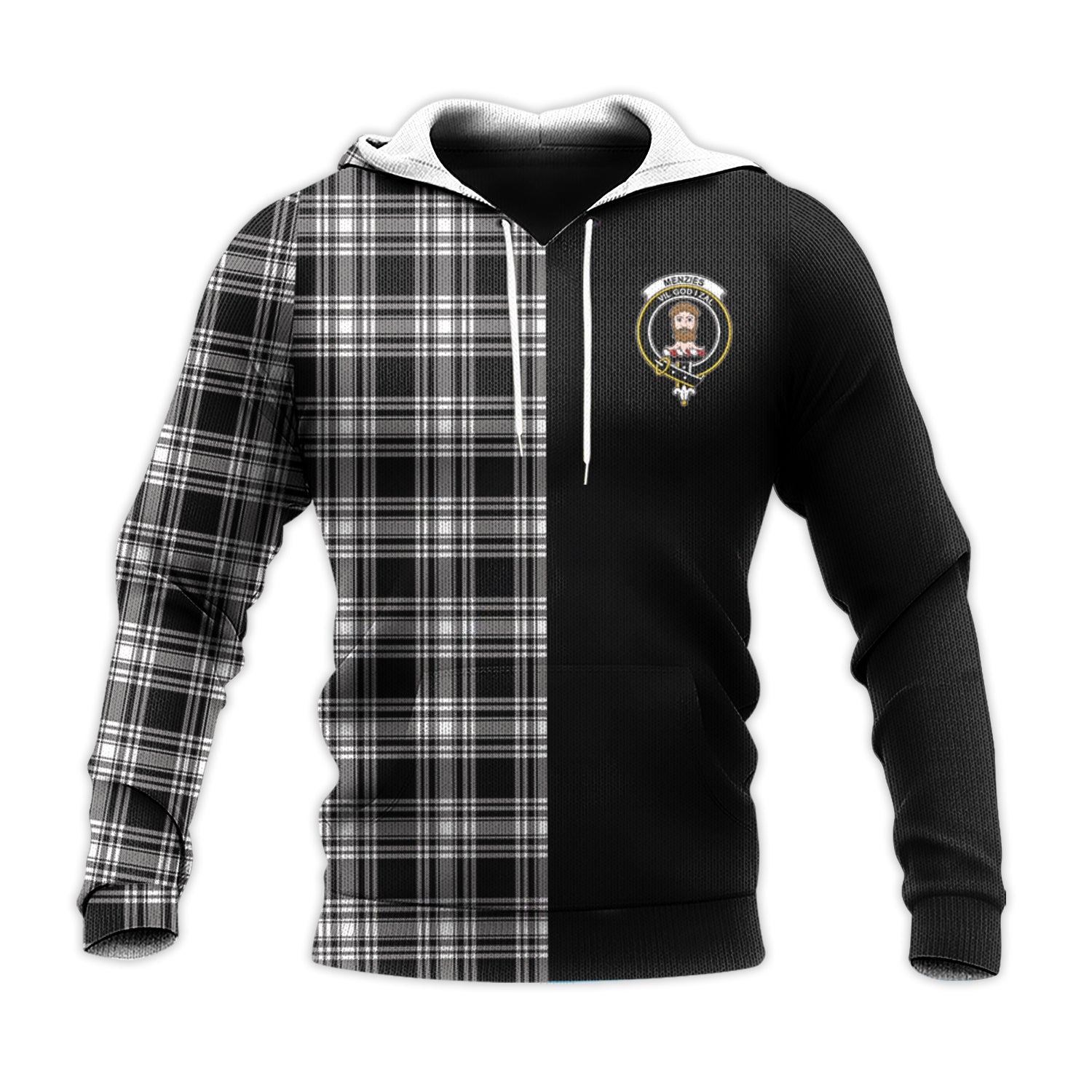 scottish-menzies-black-and-white-clan-crest-tartan-personalize-half-hoodie