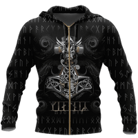 Viking Clothing Mjolnir and Skull Hoodie RLT12 - Wonder Print Shop