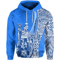 Hawaiian King Kamehameha Hoodie Vibe Blue Style LT6 - Wonder Print Shop