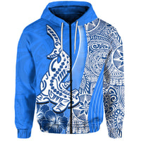 Hawaiian Shark Polynesian Hoodie Vibe Blue Style LT6 - Wonder Print Shop