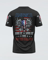 America Live It Love It Wings Skull Mens Patriotic T Shirt - Wonder Print Shop