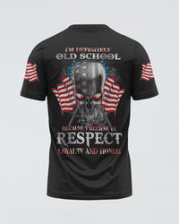 I Believe In Respect Metal Skull Flag Mens Patriotic T Shirt - Wonder Print Shop