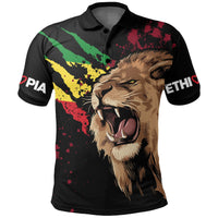 Ethiopia Polo Shirt Ethiopia Rasta Lion Judah Flag - Wonder Print Shop