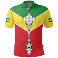 Ethiopian Polo Shirt, Ethiopia Rising Coptic Cross Lion - Wonder Print Shop