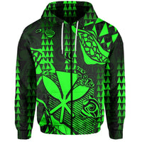 Custom Hawaii Kanaka Map Zip Hoodie Green Style LT6 - Wonder Print Shop