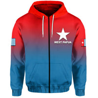 Custom West Papua Zip Up Hoodie Flag Color Simple Style LT6 - Wonder Print Shop