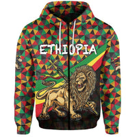 Ethiopia Zip Hoodie Lion Of Judah Rasta Patterns LT6 - Wonder Print Shop