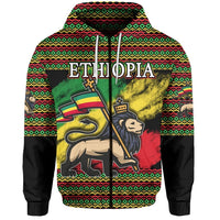 Ethiopia Zip Hoodie Version Lion Of Judah Grunge LT6 - Wonder Print Shop