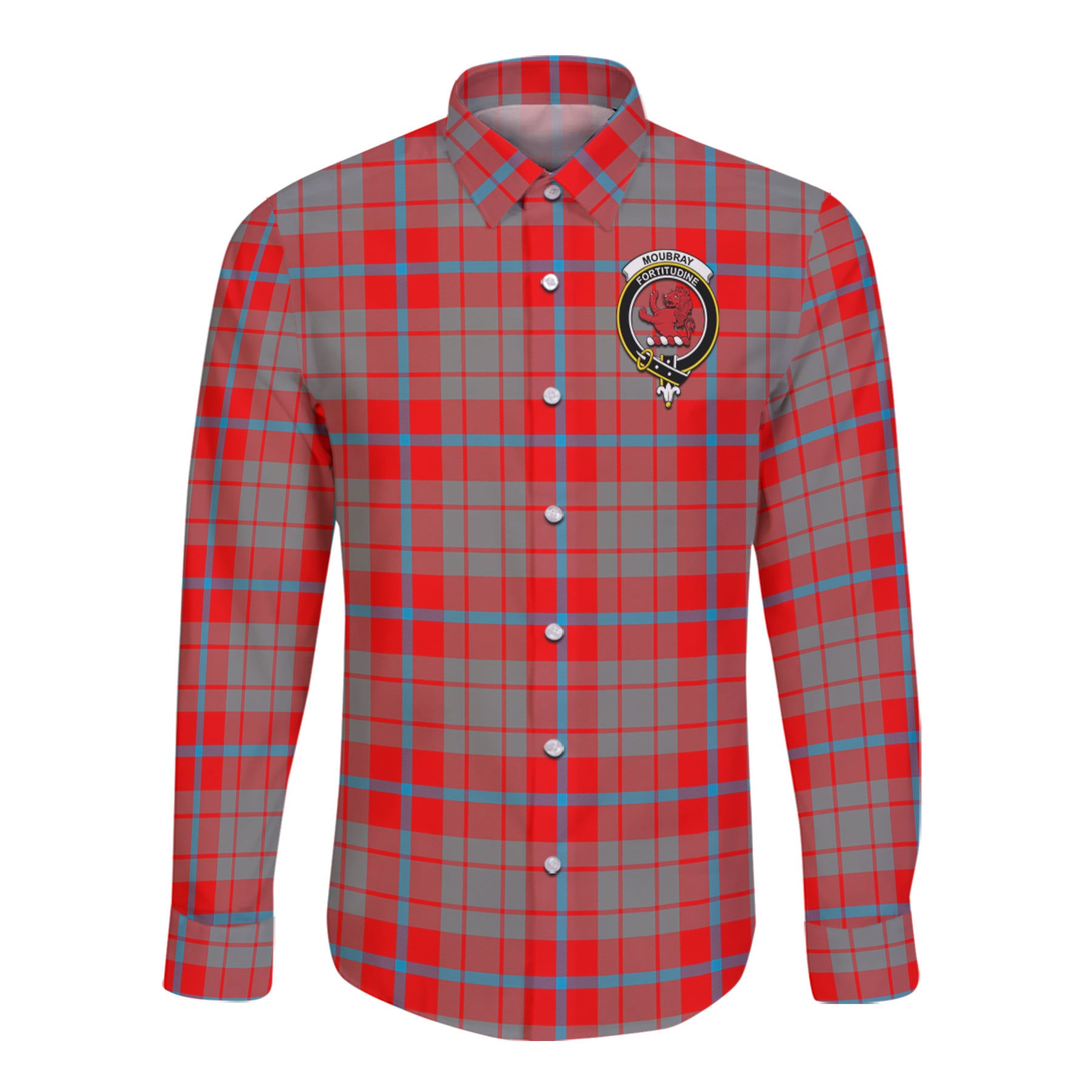 Moubray Tartan Long Sleeve Button Up Shirt with Scottish Family Crest K23