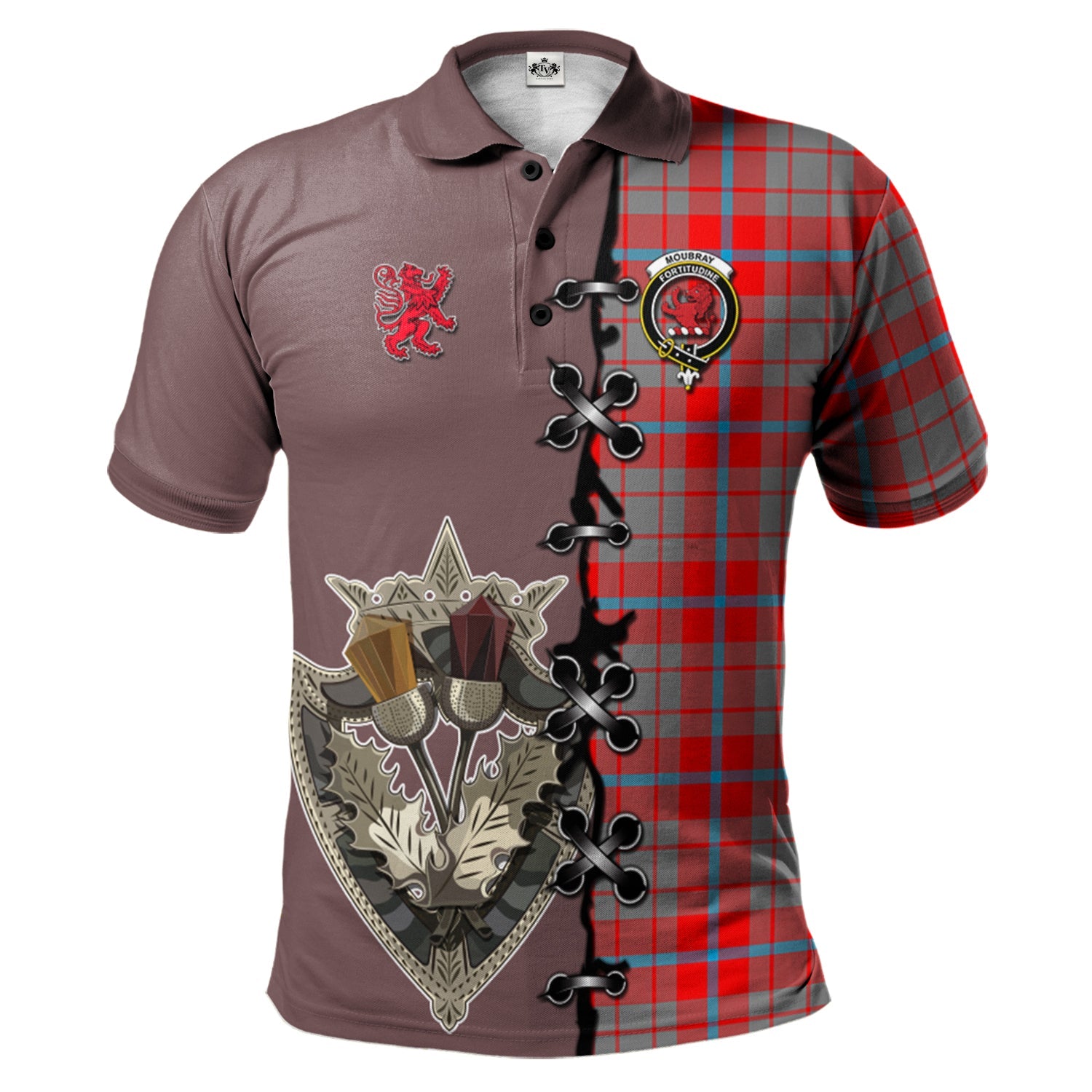 scottish-moubray-clan-crest-tartan-lion-rampant-and-celtic-thistle-polo-shirt