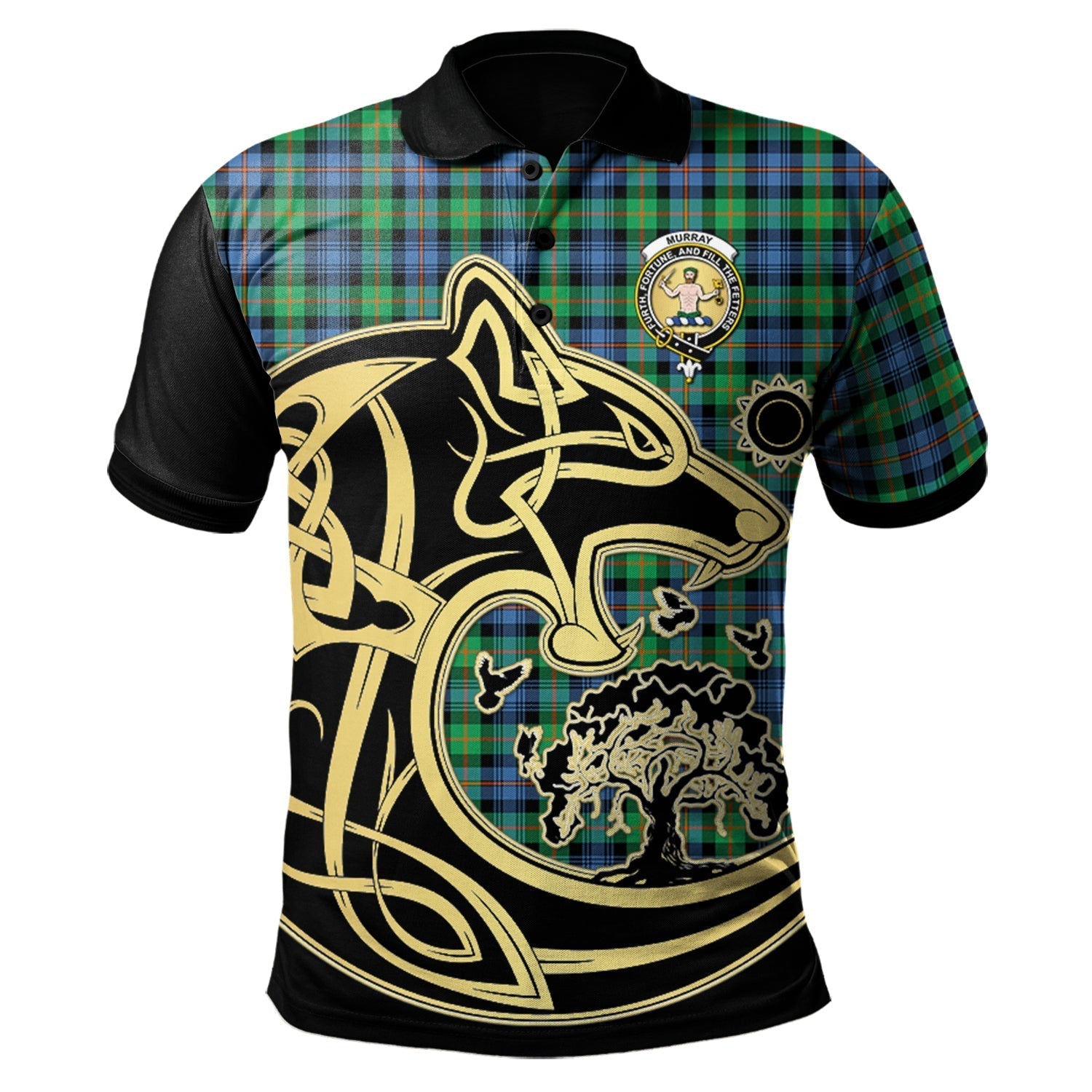 scottish-murray-of-atholl-ancient-clan-crest-tartan-celtic-wolf-style-polo-shirt