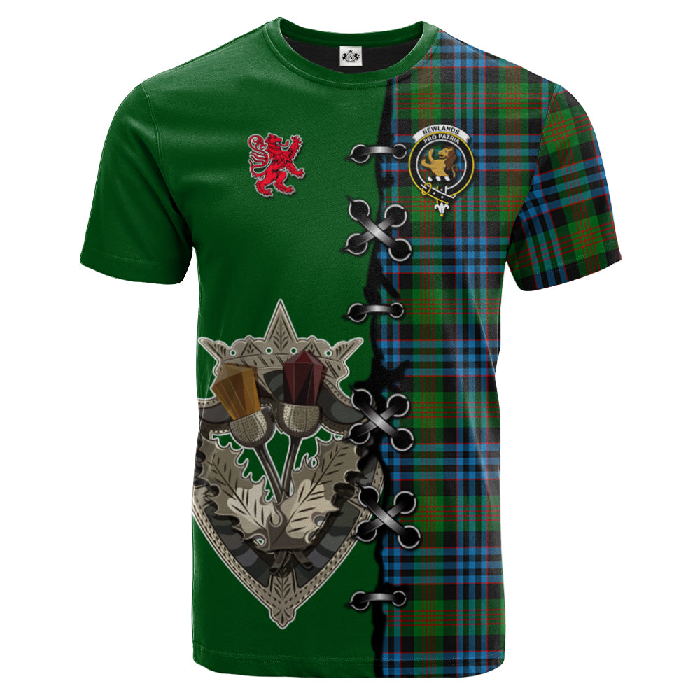 scottish-newlands-of-lauriston-clan-crest-tartan-lion-rampant-and-celtic-thistle-t-shirt