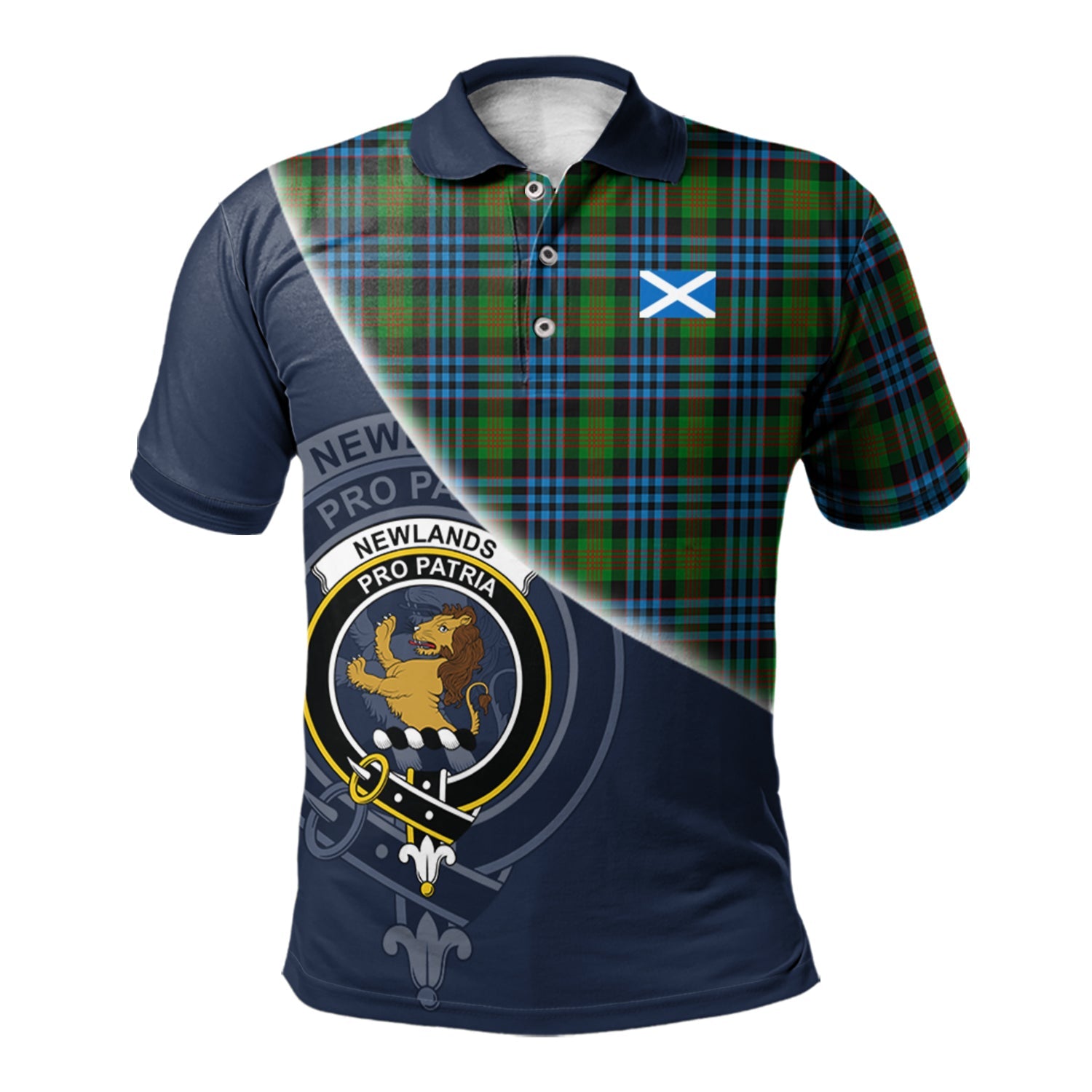 scottish-newlands-of-lauriston-clan-crest-tartan-scotland-flag-half-style-polo-shirt