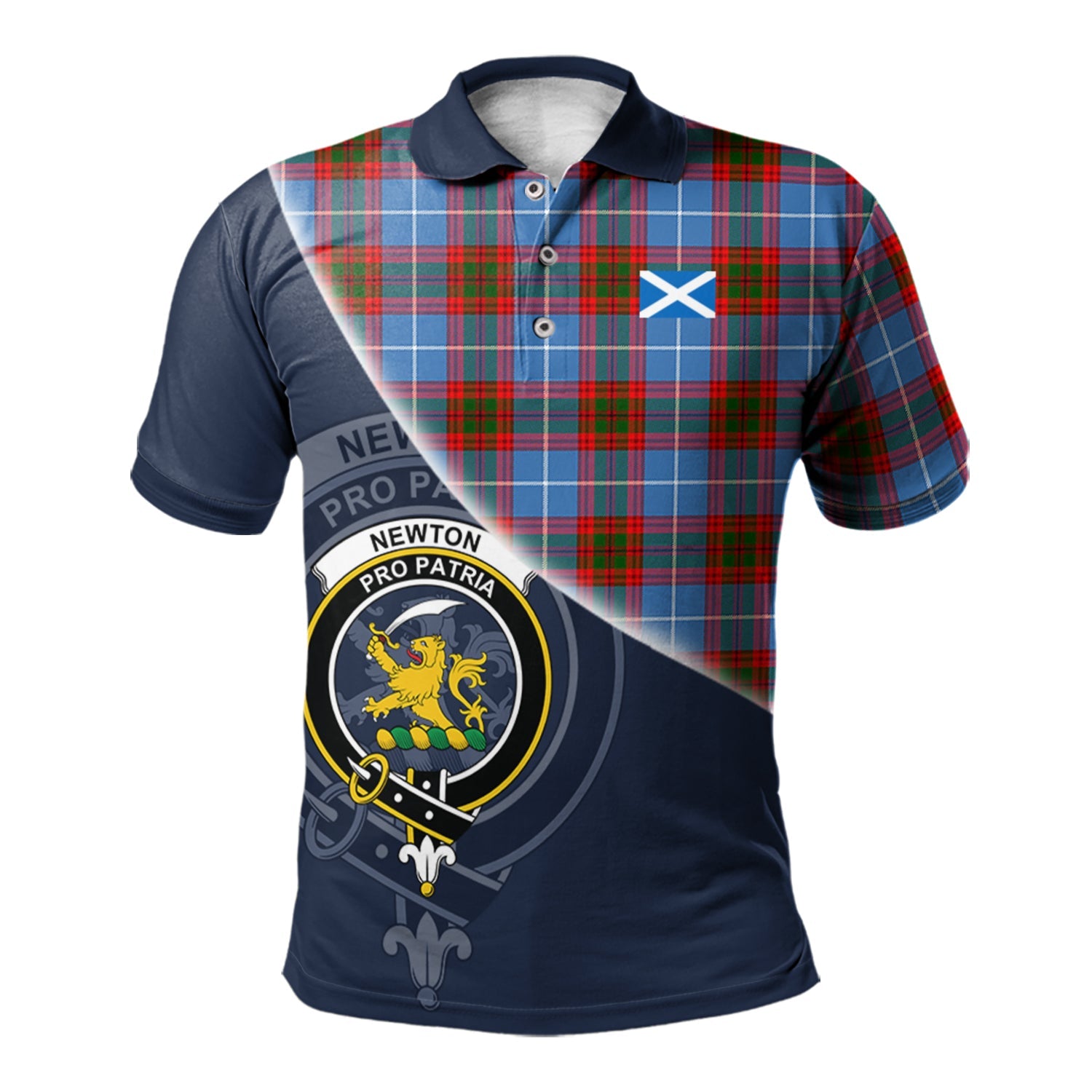 scottish-newton-clan-crest-tartan-scotland-flag-half-style-polo-shirt