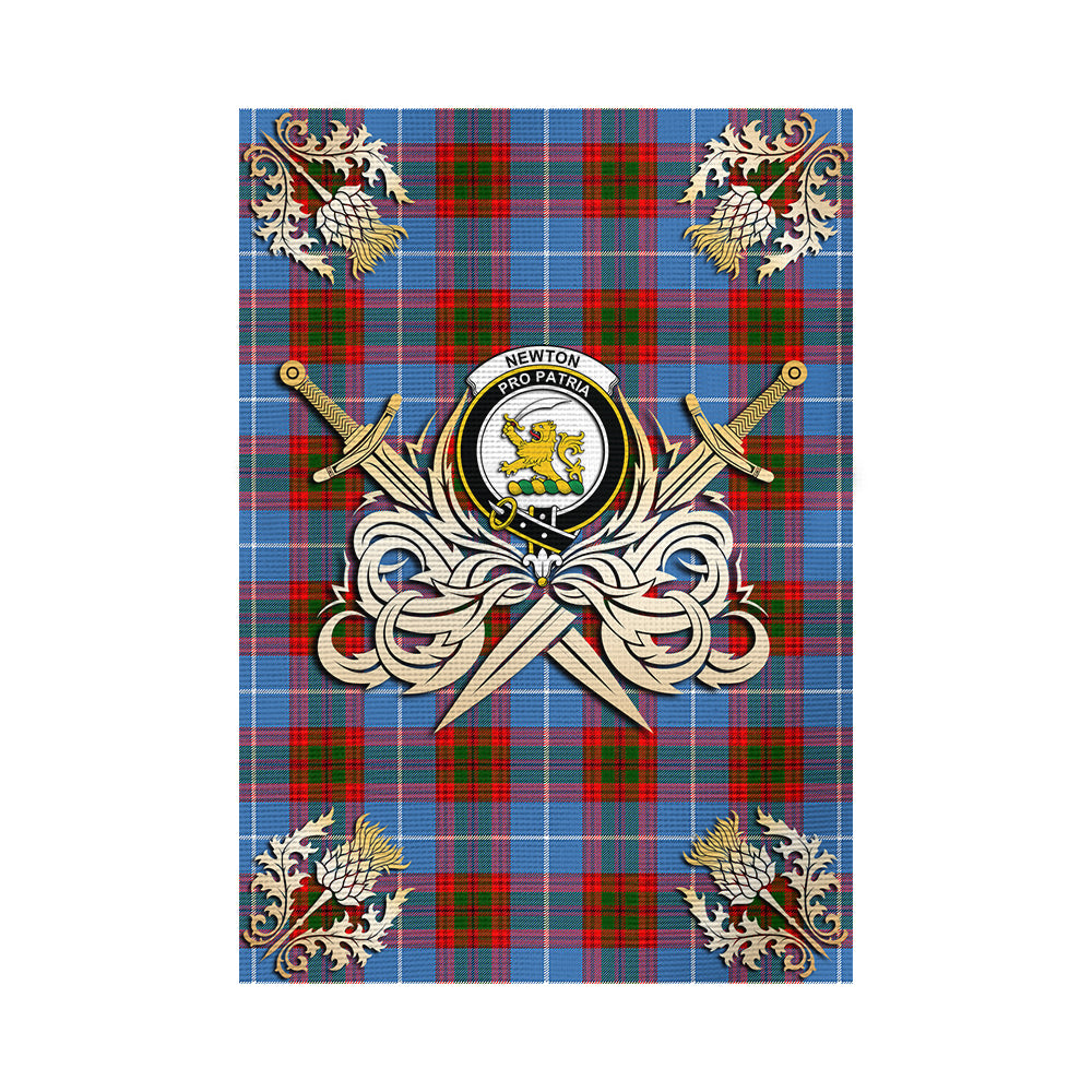 scottish-newton-clan-crest-courage-sword-tartan-garden-flag