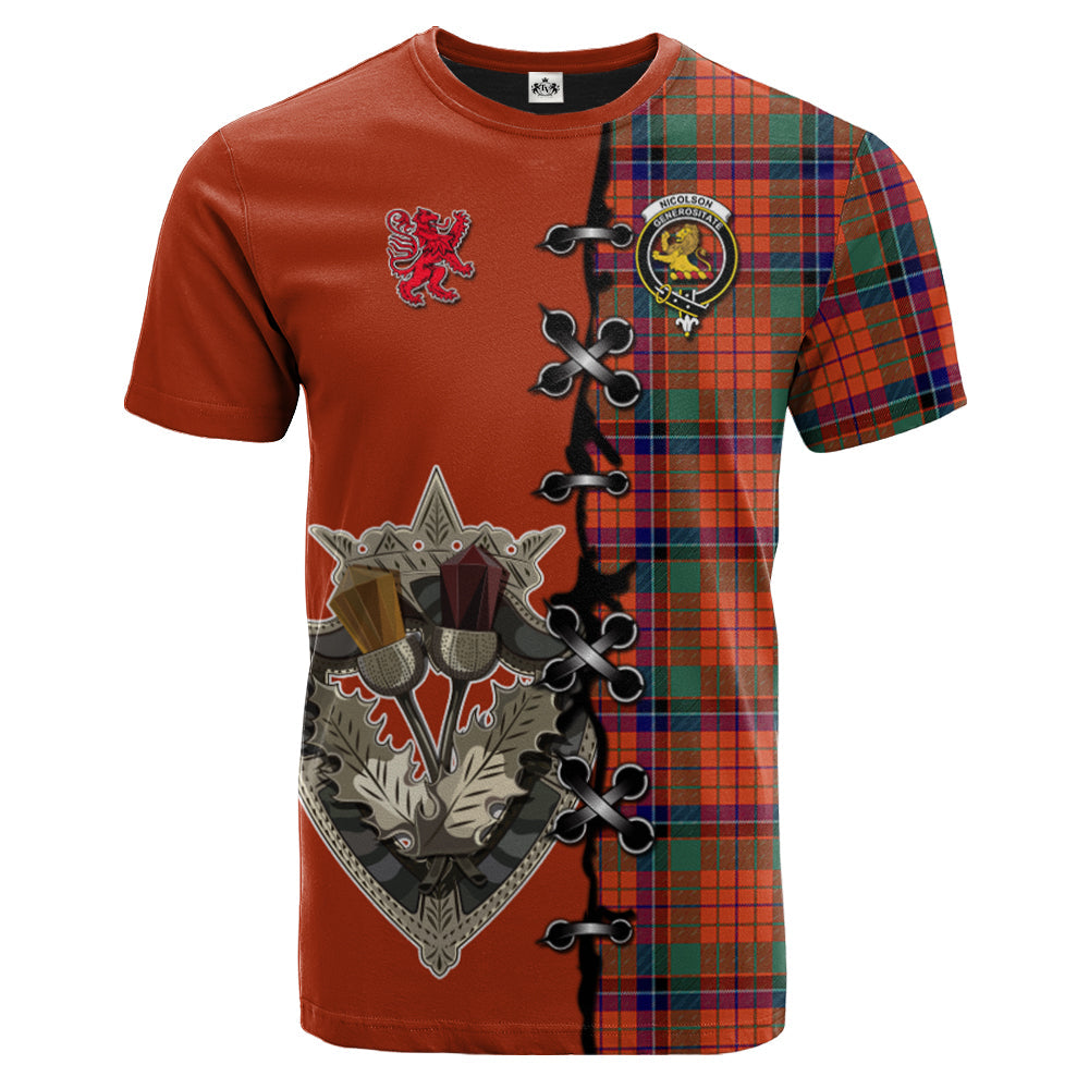 scottish-nicolson-ancient-clan-crest-tartan-lion-rampant-and-celtic-thistle-t-shirt