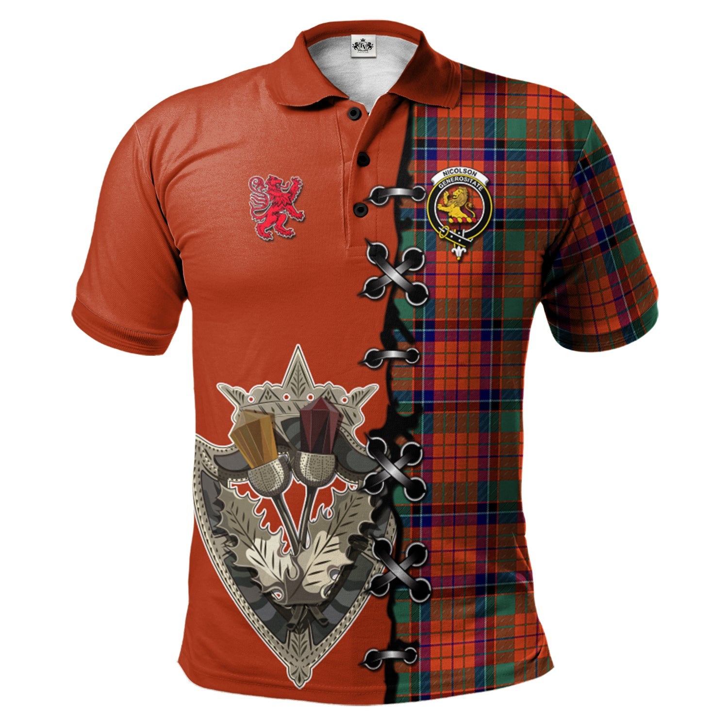 scottish-nicolson-ancient-clan-crest-tartan-lion-rampant-and-celtic-thistle-polo-shirt