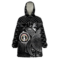 Northern Mariana Islands Flag Turtle Hibiscus Black Wearable Blanket Hoodie - Wonder Print Shop